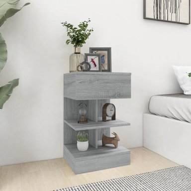 VELADOR TU MESITA MESA NOCHE MURIEL 1 CAJÓN GRIS - 2