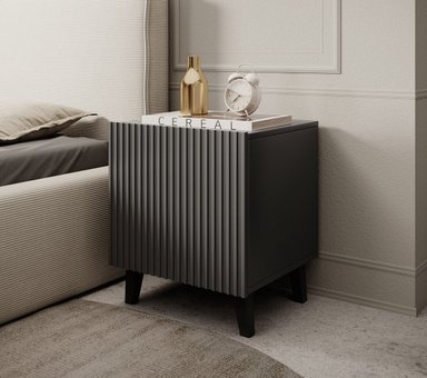 VELADOR MESA DE NOCHE MODERNO ROGGER COLOR NEGRO 1 PUERTA TU MESITA