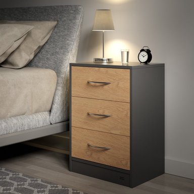 VELADOR TU MESITA MESA NOCHE MINOR 3 CAJONES NEGRO MARRÓN