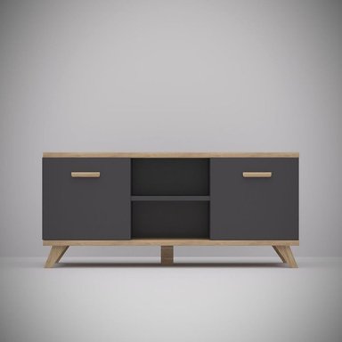 MESA DE TV TU MESITA ATALAYA MODERNA NEGRO DUNA 2 PUERTAS - 2