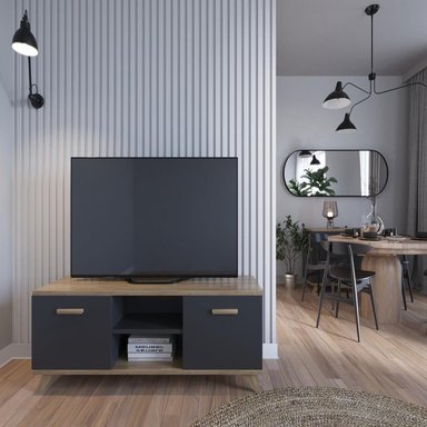 MESA DE TV TU MESITA ATALAYA MODERNA NEGRO DUNA 2 PUERTAS - 3