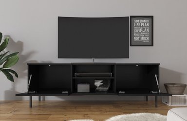 MESA DE TV TU MESITA VELVET MODERNA 2 PUERTAS NEGRO - 2
