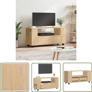 MESA DE TV TU MESITA MIKA CON RUEDAS COLOR DUNA 2 CAJONES - 2