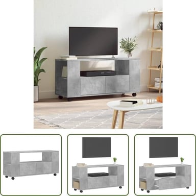 MESA DE TV TU MESITA MIKA CON RUEDAS COLOR GRIS 2 CAJONES - 2