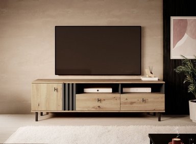 MESA DE TV TU MESITA ROBÍN2 MODERNA DUNA NEGRO 1 PUERTA 2 CAJONES