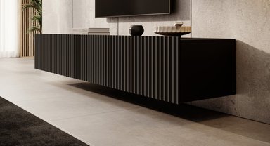MESA DE TV TU MESITA LIKA FLOTANTE 4 PUERTAS NEGRO - 1