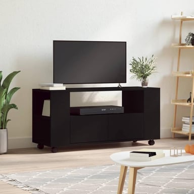MESA DE TV TU MESITA MIKA CON RUEDAS COLOR NEGRO 2 CAJONES - 2