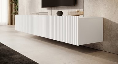 MESA DE TV TU MESITA LIKA FLOTANTE 4 PUERTAS BLANCO