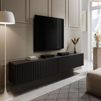 MESA DE TV TU MESITA MICHEL LARGA MODERNA 2 PUERTAS NEGRO - 2