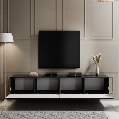 MESA DE TV TU MESITA MICHEL LARGA MODERNA 2 PUERTAS NEGRO - 3