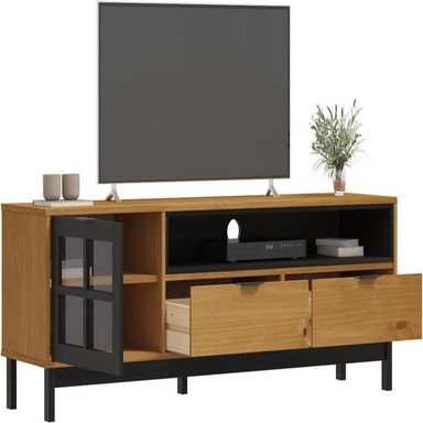 MESA DE TV TU MESITA JENNER MULTIUSOS HAYA NEGRO 1 PUERTA 2 CAJONES