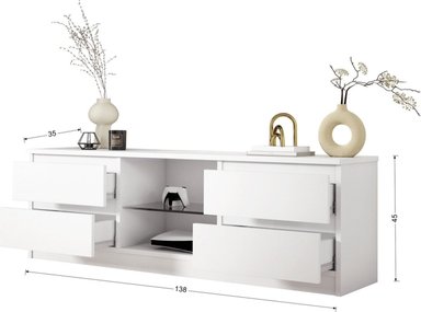 MESA DE TV TU MESITA MAXI MULTIUSOS 4 CAJONES BLANCO - 3