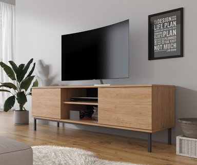 MESA DE TV TU MESITA VELVET MODERNA ROBLE 2 PUERTAS - 1