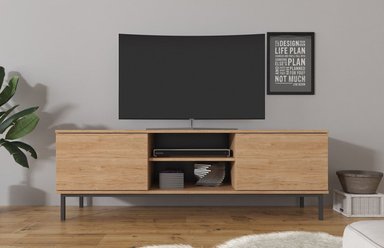 MESA DE TV TU MESITA VELVET MODERNA ROBLE 2 PUERTAS - 2