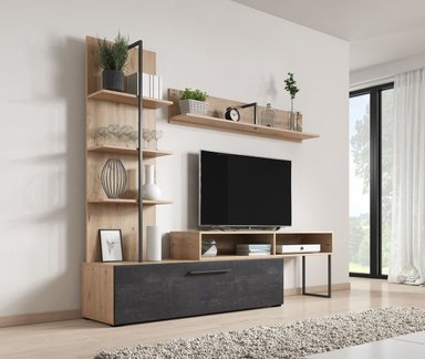 SET TU MESITA CASIUS JUEGO MESA DE TV + REPISA + ESTANTERIA MARRÓN