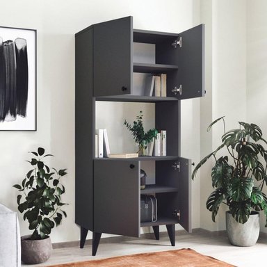 LIBRERO TU MESITA BOGOTA NEGRO ARMARIO 4 PUERTAS