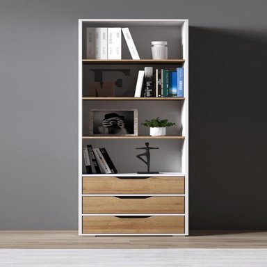 ESTANTE ALTO TU MESITA LUCAS COLOR BLANCO/MARRÓN 3 CAJONES