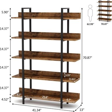 ESTANTE INDUSTRIAL TU MESITA PRINCE COLOR MARRÓN 5 REPISAS