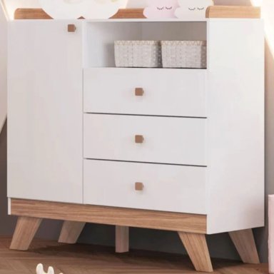 CÓMODA INFANTIL PADME COLOR BLANCO 3 CAJONES TU MESITA