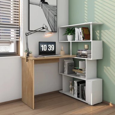 ESCRITORIO MODERNO TU MESITA XAVIER 106 CM X 86 CM BLANCO/DUNA