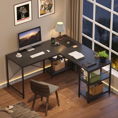 ESCRITORIO INDUSTRIAL TU MESITA FERRER 151 CM X 151 CM NEGRO EN L