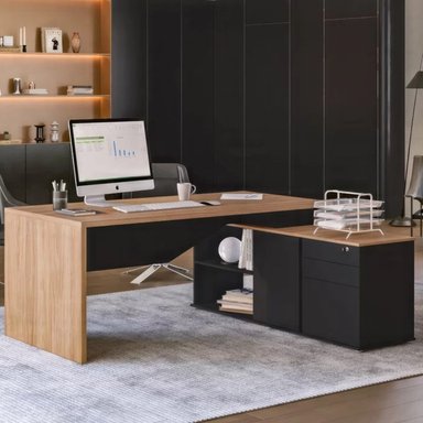 ESCRITORIO TU MESITA PALMER 180 CM X 160 CM EJECUTIVO NEGRO/MARRÓN