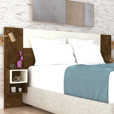 CABECERA DE CAMA MIRIAM 2 PLAZAS COLOR MARRÓN/BLANCO TU MESITA - 1