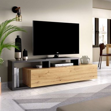 MUEBLE PARA TV MODERNA JARA COLOR NEGRO/MARRÓN TU MESITA - 5