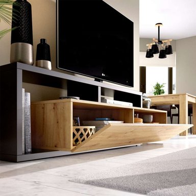 MUEBLE PARA TV MODERNA JARA COLOR NEGRO/MARRÓN TU MESITA - 6