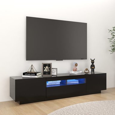 MUEBLE DE TV CON LUCES LED COLOR NEGRO TU MESITA 3 PUERTAS