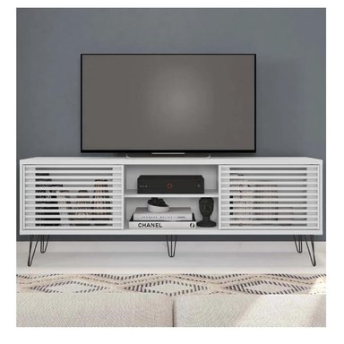 MESA DE TV MODERNA FLORENCIA 70' TU MESITA MELAMINA 18MM COLOR BLANCO 2 PUERTAS CORREDIZAS