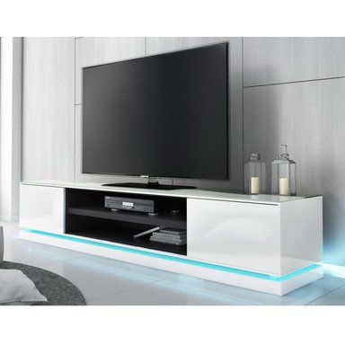 MESA PARA TV MODERNA SANTY CON LED COLOR BLANCO TU MESITA