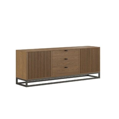 MESA CLÁSICA DE TV 78' TU MESITA JIMMY MELAMINA 18MM BASE METAL MARRÓN 2 PUERTAS 2 CAJONES - 2