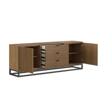 MESA CLÁSICA DE TV 78' TU MESITA JIMMY MELAMINA 18MM BASE METAL MARRÓN 2 PUERTAS 2 CAJONES - 3
