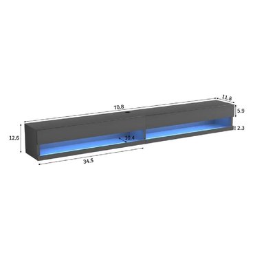 MESA DE TV FLOTANTE 77' TU MESITA LORIA MELAMINA 18MM 2 PUERTAS COLOR NEGRO LED - 3