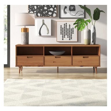 MESA DE TV MOLLY 75' TU MESITA MELAMINA 18MM COLOR MARRÓN 3 CAJONES