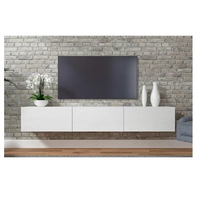 MESA DE TV FLOTANTE 75' TU MESITA SIGRID MELAMINA 18MM COLOR BLANCO 3 PUERTAS