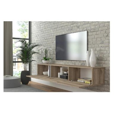 MESA DE TV FLOTANTE 75' TU MESITA SIGRID MELAMINA 18MM COLOR ROBLE 3 PUERTAS - 2