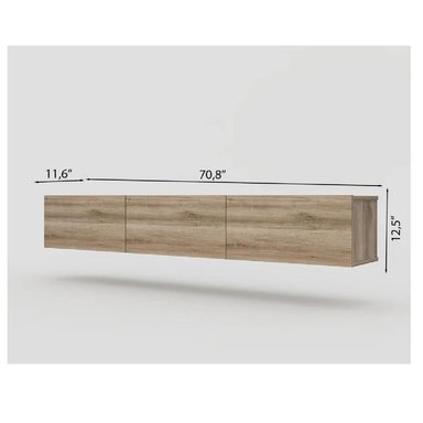 MESA DE TV FLOTANTE 75' TU MESITA SIGRID MELAMINA 18MM COLOR ROBLE 3 PUERTAS - 3