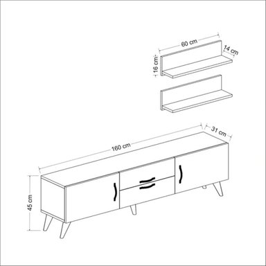 MESA MODERNA DE TV HILARY COLOR BLANCO/DUNA/GRIS TU MESITA - 4