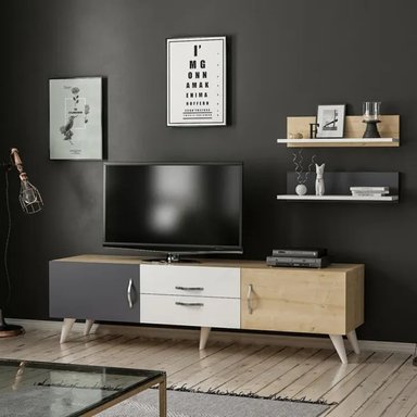 MESA MODERNA DE TV HILARY COLOR BLANCO/DUNA/GRIS TU MESITA - 6