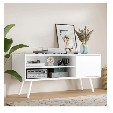 MESA DE TV FUNCIONAL 50' TU MESITA EVA MELAMINA 18MM COLOR BLANCO 1 PUERTA