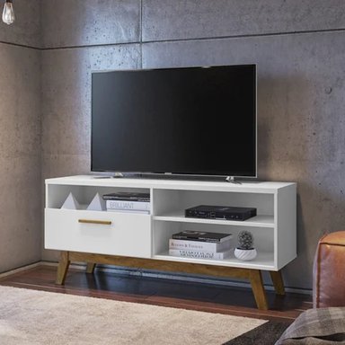 MESA PARA TV MULTIUSOS 1 CAJON FLORENTINO COLOR BLANCO TU MESITA