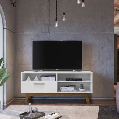 MESA PARA TV MULTIUSOS 1 CAJON FLORENTINO COLOR BLANCO TU MESITA - 2