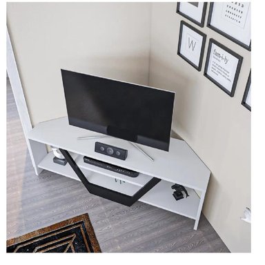 MESA DE TV 55' PARA ESQUINA NAZCA TU MESITA MELAMINA 18MM COLOR BLANCO/NEGRO - 2
