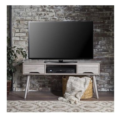 MESA MODERNA DE TV 50' TU MESITA MELAMINA 18MM COLOR GRIS 2 CAJONES