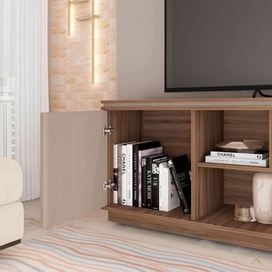 MESA MODERNA DE TV LAMAS COLOR GRIS/MARRÓN 2 PUERTAS TU MESITA - 3
