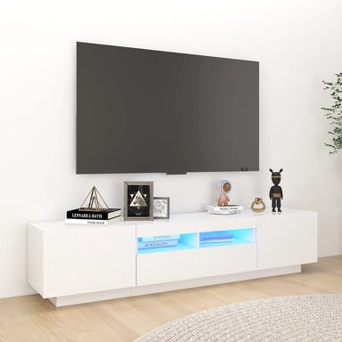 MUEBLE DE TV JACK CON LUCES LED COLOR BLANCO TU MESITA 3 PUERTAS