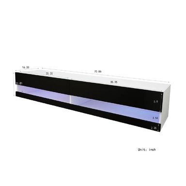 MESA DE TV FLOTANTE 77' TU MESITA LORIA MELAMINA 18MM 2 PUERTAS COLOR NEGRO/BLANCO LED - 3