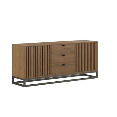 MESA CLÁSICA DE TV 75' TU MESITA JIMMY MELAMINA 18MM BASE METAL MARRÓN 2 PUERTAS 2 CAJONES - 2